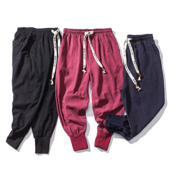 Japanese Cotton And Linen Men's Casual Pants And Foot Pants - Image 3