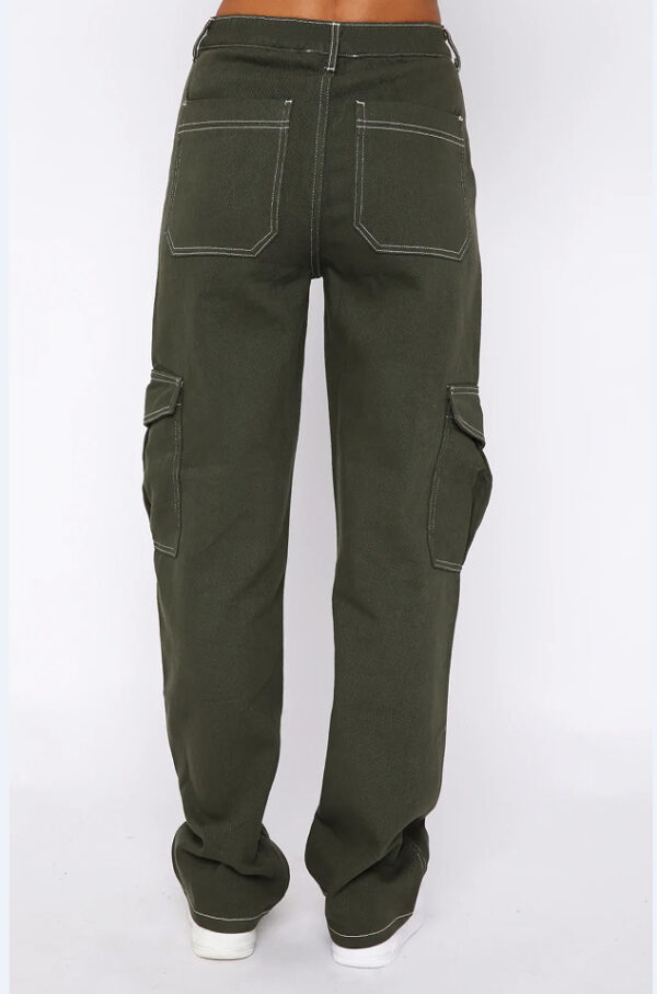 Women's Fashion Stitching Straight Multi-pocket Cargo Pants - Image 2