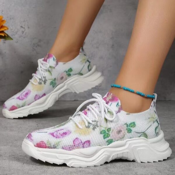 Flyknit Casual New Running 3D Printed Flowers Slip-on Light Running Shoes - Image 5
