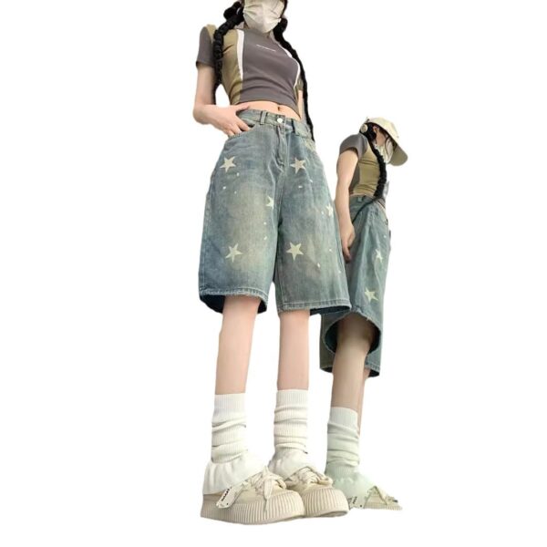 Retro Washed Distressed XINGX Denim Five-point Shorts For Women - Image 3