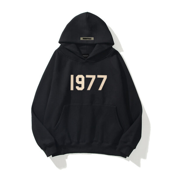 Fashion Brand Sweater High Street Loose Fleece-lined 1977 Words Sweater Men's And Women's Hoodies - Image 8