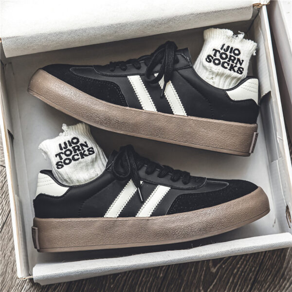 All-matching PU Leather Couple Flat Sneakers Men - Image 5