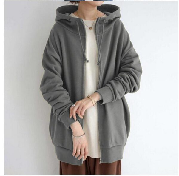 Women's Fuzzy Hoodies Long Sport Pullover Hoodie Full-Zip Hoodie Sweatshirt - Image 2
