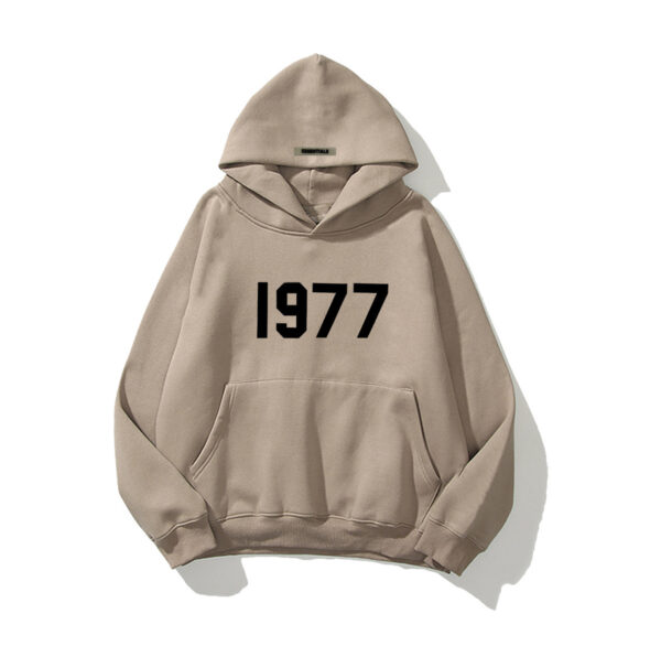 Fashion Brand Sweater High Street Loose Fleece-lined 1977 Words Sweater Men's And Women's Hoodies - Image 3