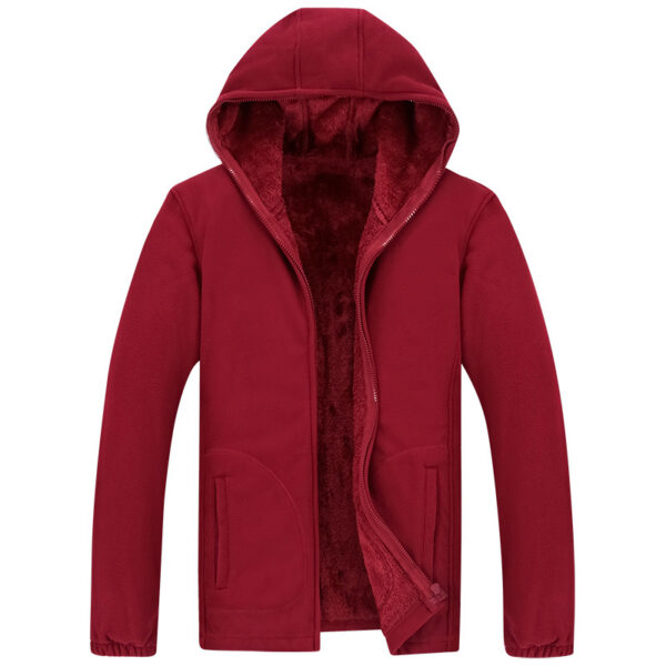 Loose Plus Size Cardigan Hooded Warm Fleece Jacket - Image 8