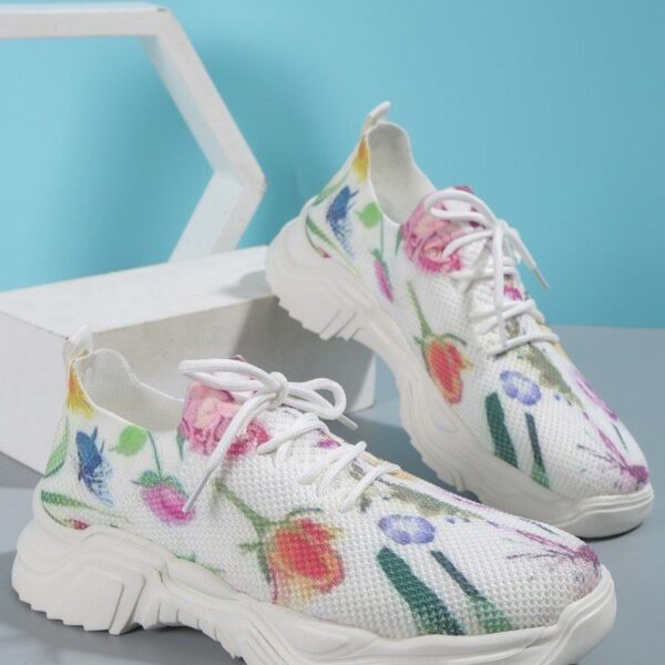Casual Flower Sports Shoes Women Flat Bottom Plus Size - Image 3