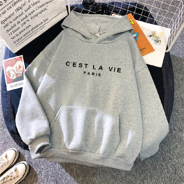 Loose Hooded Sweater Student Hoodie With Letter Print Sports Tops - Image 6