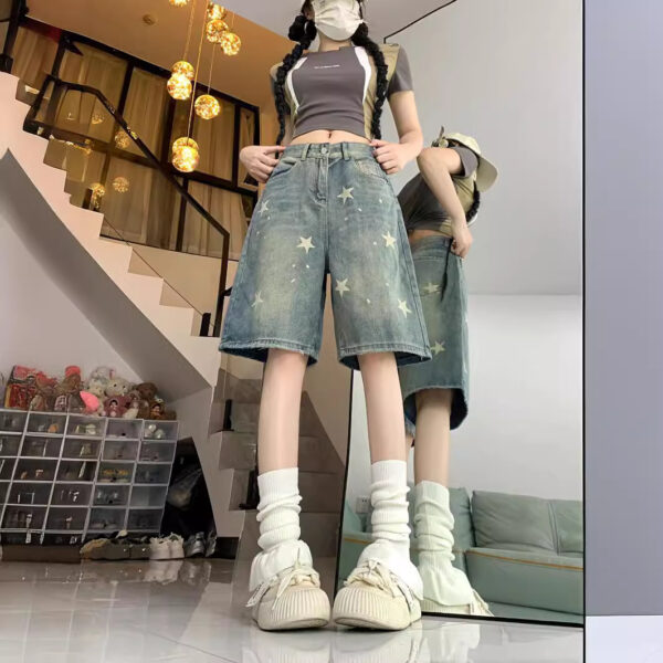 Retro Washed Distressed XINGX Denim Five-point Shorts For Women - Image 6