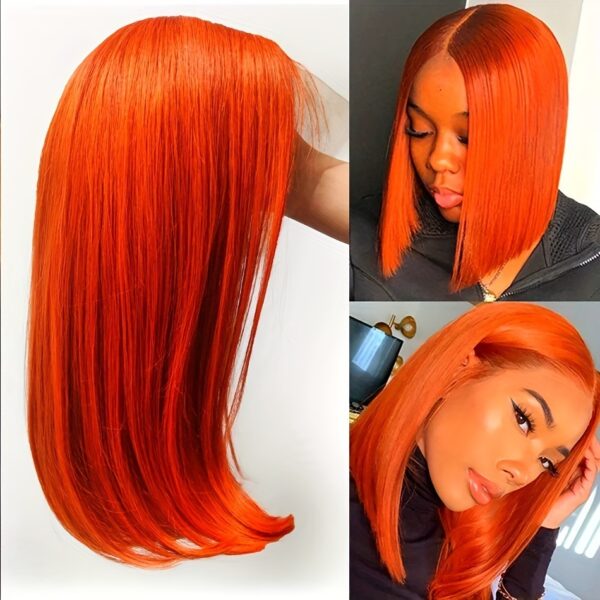 Straight Ginger Orange Bob Wigs Human Hair13x4 - Image 2