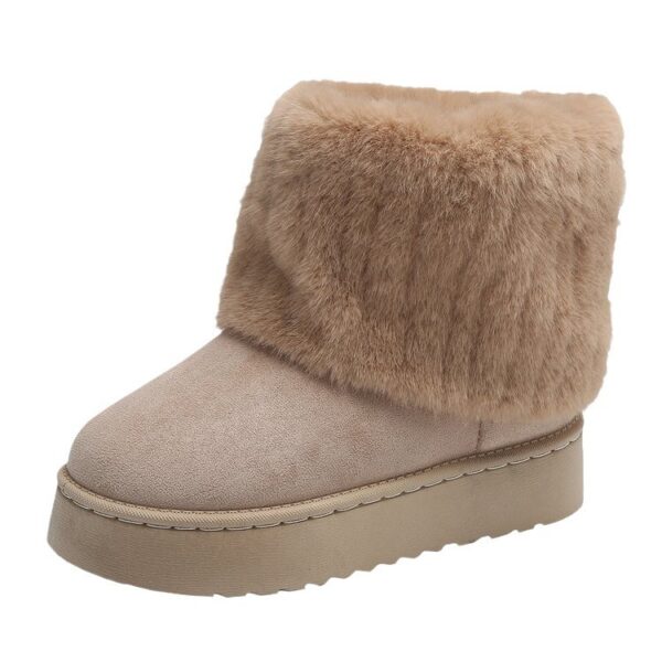 Thick-soled Plush Snow Boots Winter Warm Mid-tube Furry Cotton Shoes For Women Short Boot - Image 3
