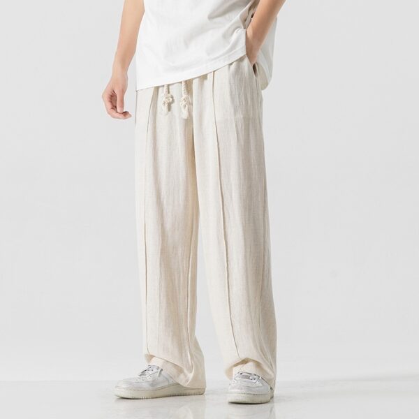 Chinese Style Cotton And Linen Trousers Linen Straight Pants Loose Casual Pants Harem Pants Hong Kong Style - Image 7