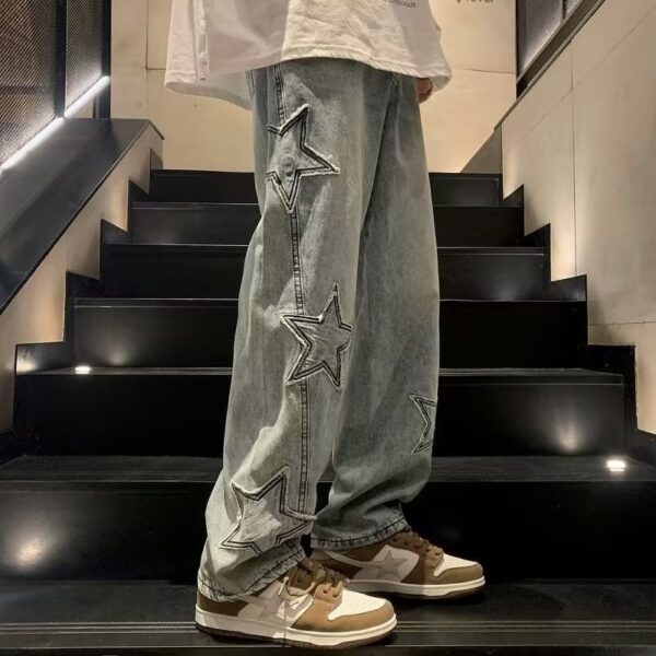 American Retro High Street Washed Loose Design Straight-leg Pants - Image 3