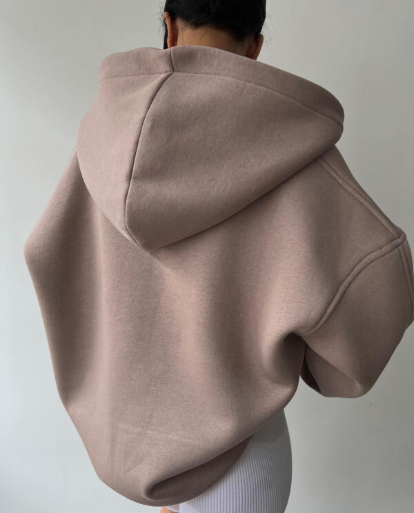Fleece-lined Hooded Printed Long-sleeved Basic All-matching Sweater - Image 9