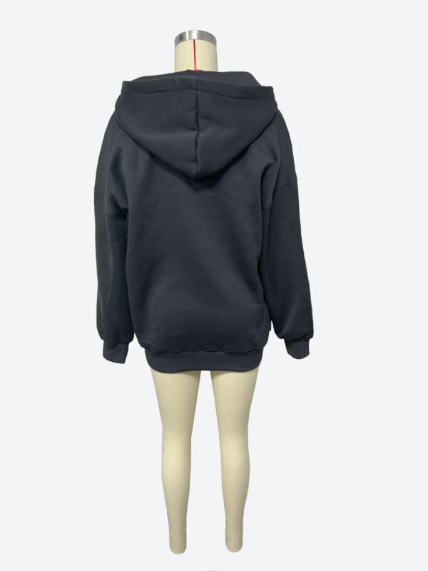 Fleece-lined Hooded Printed Long-sleeved Basic All-matching Sweater - Image 5