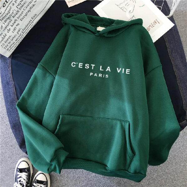 Loose Hooded Sweater Student Hoodie With Letter Print Sports Tops - Image 2