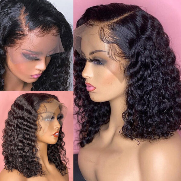 Deep Water Wave Lace Frontal Human Hair Wigs Transparent Curly - Image 5
