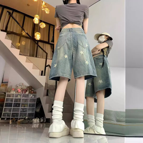 Retro Washed Distressed XINGX Denim Five-point Shorts For Women - Image 2