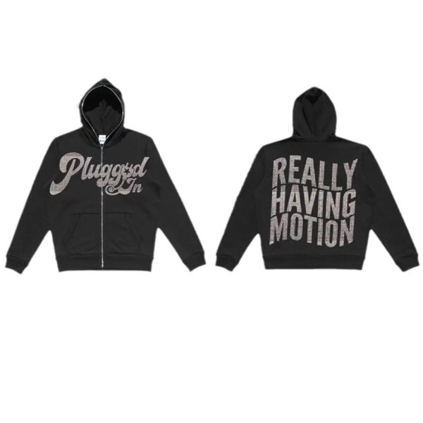 Fashion Men's Hoodies Letters Rhinestone Loose Cardigan Zipper Sweater - Image 9