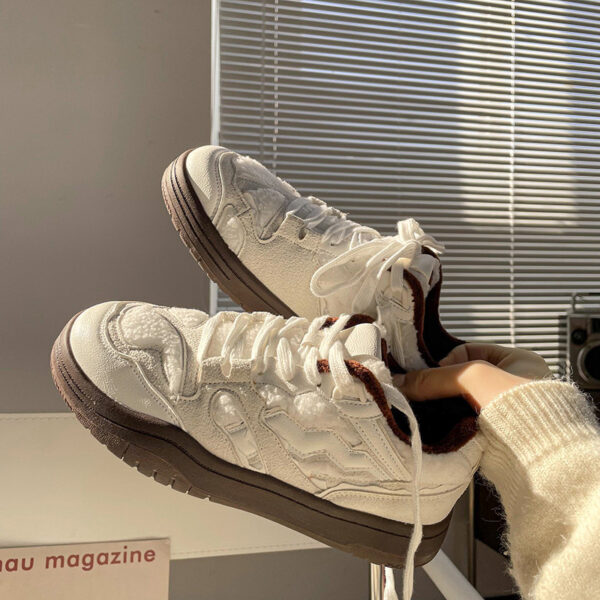 White Casual Women's Fashion Shoes Campus Student Board Shoes - Image 3