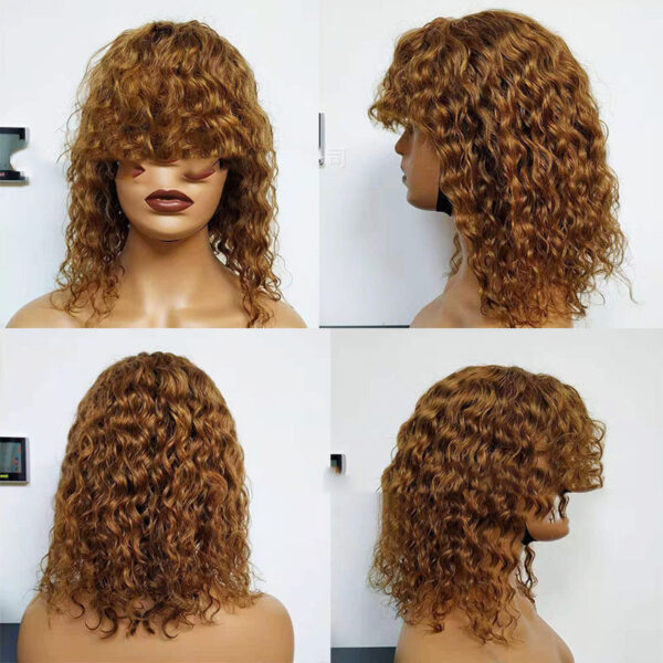 Water Wave Human Hair Wigs With Bangs - Image 4