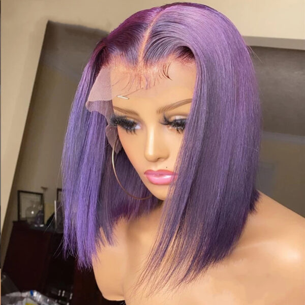 Straight Black Short Bob Synthetic Lace Front Wigs - Image 5