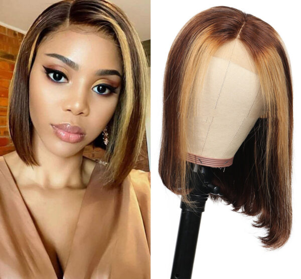 Piano Color Bob Headgear Real Hair - Image 5