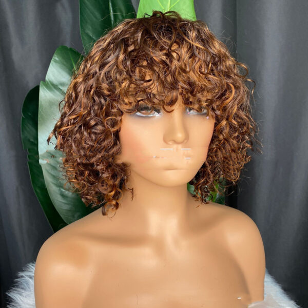 Curly Human Hair Wig Full Machine Made - Image 4