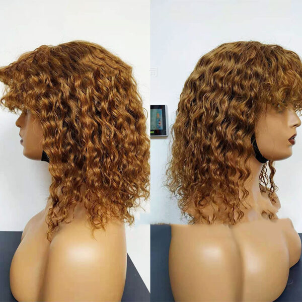Water Wave Human Hair Wigs With Bangs - Image 5